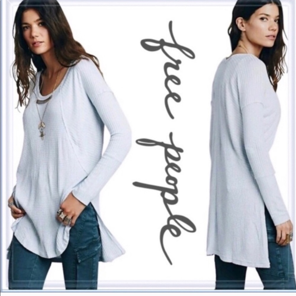 Free People Ventura High Low Blue Thermal Sz S